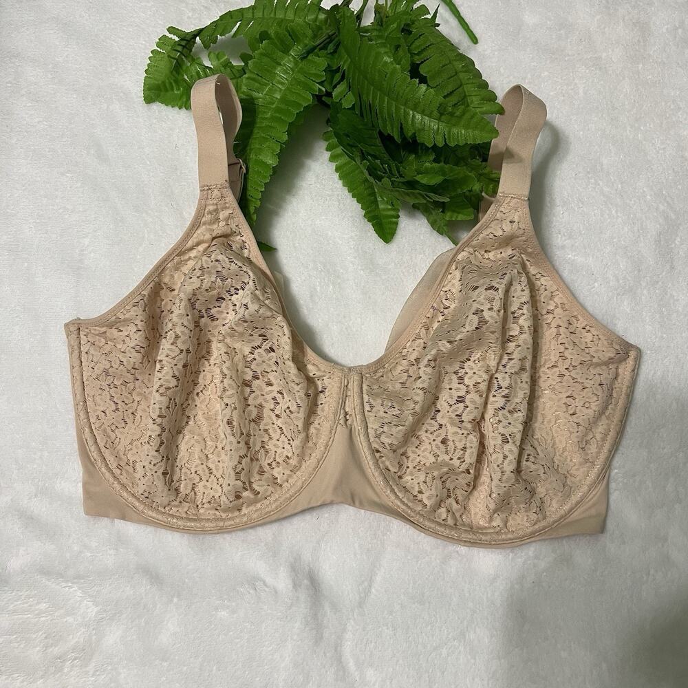 Chantelle 38H Norah Comfort Underwire Bra 13F1 Beige Lace Unlined Underwire